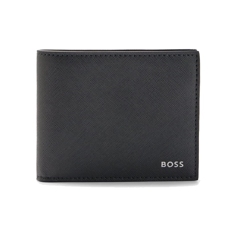 Boss Wallet Black Men's Luxury Leather Billfold Designer Purse Sophisticated Card Holder Business Money Clip Fashion