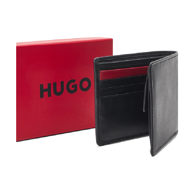 Hugo Wallet Men's Premium Leather Bifold Purse Designer Brand Card Holder Classic Money Organizer Business Gift
