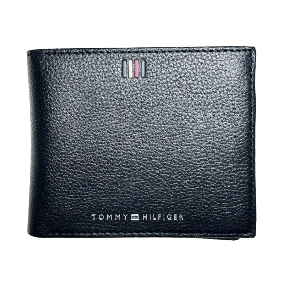 Tommy Hilfiger Men's Leather Wallet Classic Bifold Purse Designer Card Holder Navy Fashion Money Bag Business Casual