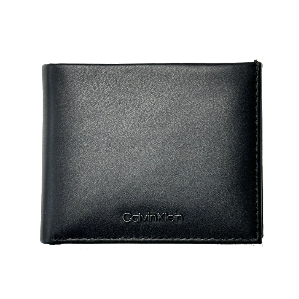 Calvin Klein Men's Designer Wallet Premium Leather Bifold Purse Logo Print Card Holder Stylish Money Clip Gift Idea