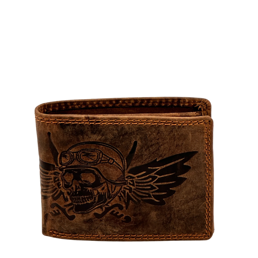 Skull Wings Men's Punk Style Wallet Bifold Short Purse Cool Graphic Print Card Holder Fashion Synthetic Leather Money Bag