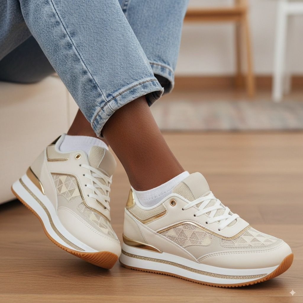 Women's Wedge Sneakers Hidden Heel Platform Trainers Fashion Casual High-Top Shoes Sporty Walking Footwear Height Increasing