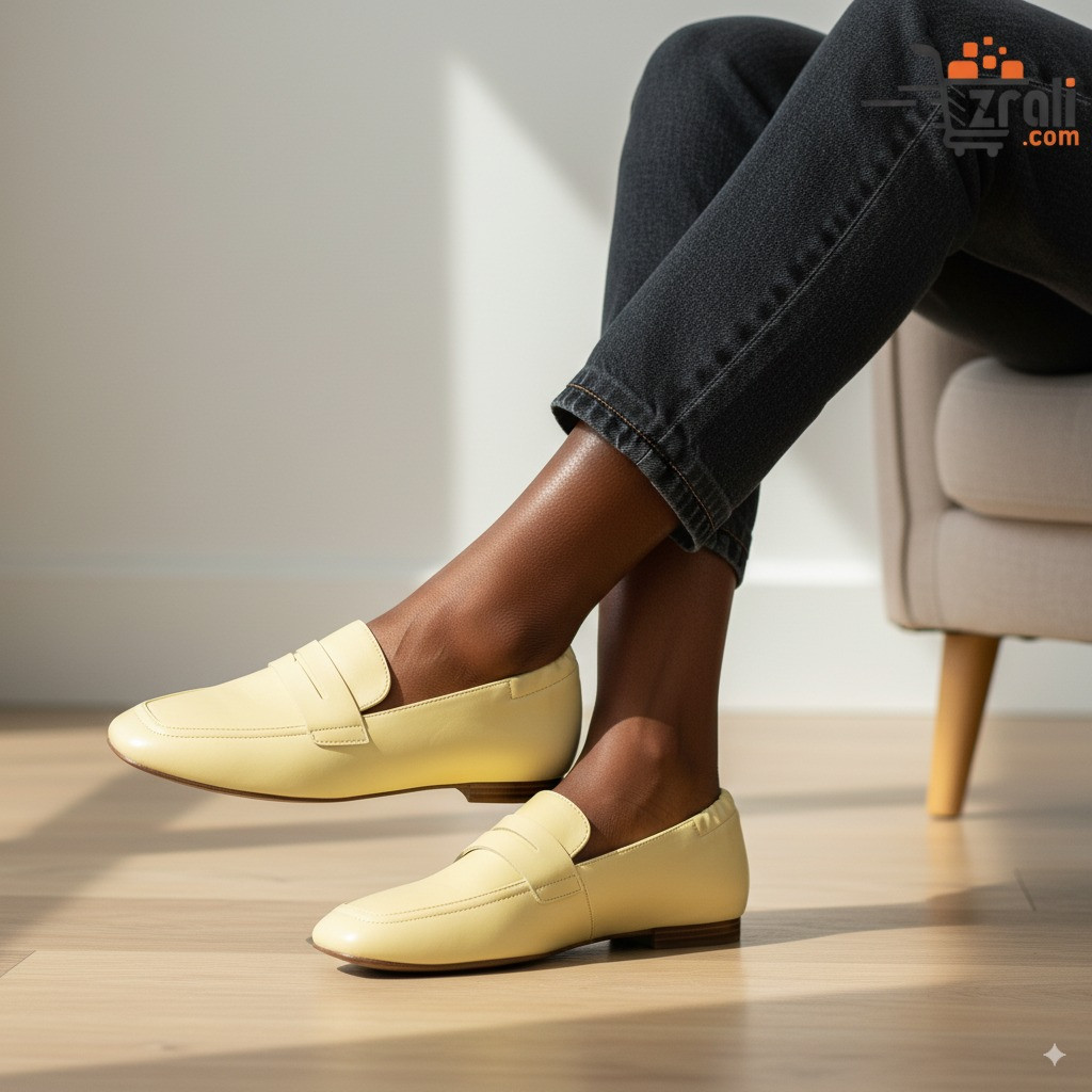 Elegant Loafer Women's Slip-On Flat Shoes Metal Buckle Casual Office Moccasins Comfortable Walking Footwear Leather Look