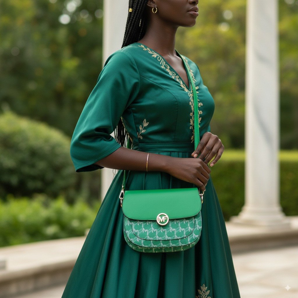 Green Baguette Bag (MaxFly) Women's Trendy Shoulder Handbag Fashion Underarm Purse Retro 90s Style PU Leather Small Tote