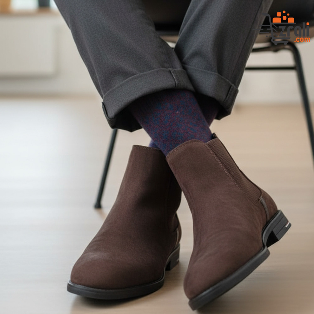 Chelsea Boots Men's Classic Leather Ankle Boots Elastic Side Slip-On Formal Casual Shoes Fashion Winter Footwear Black Brown