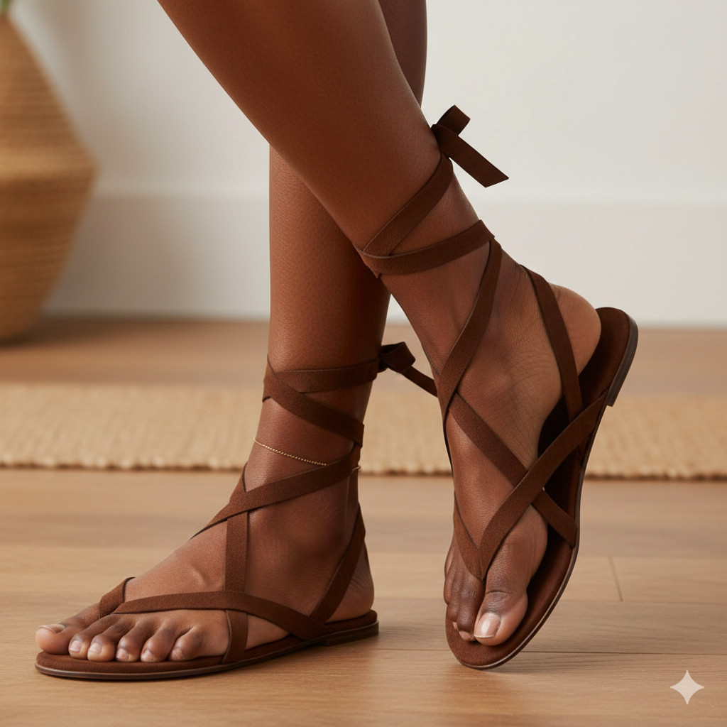 Women's Strappy Sandals Flat Gladiator Summer Shoes Casual Beach Footwear Fashion Cross Strap Open Toe Walking Sandals