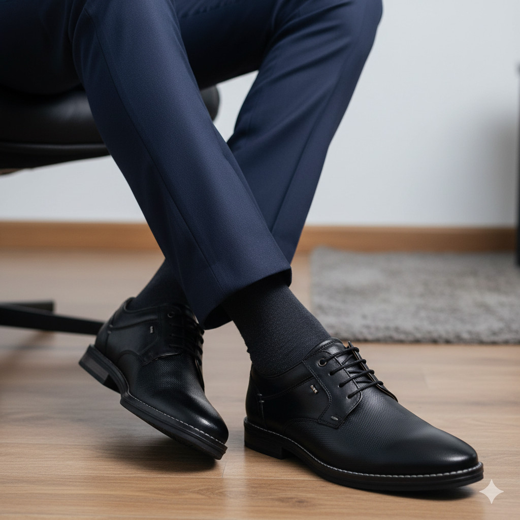 Corporate Stride Men's Business Shoes Formal Oxford Lace-Up Dress Footwear Office Suit Shoes Elegant Leather Black