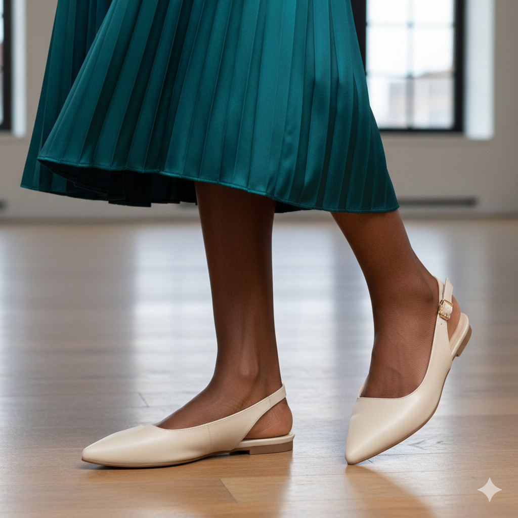 Women's Slingback Ballerinas Elegant Pointed Toe Flat Shoes Strap Pumps Casual Office Footwear Fashion Summer Flats